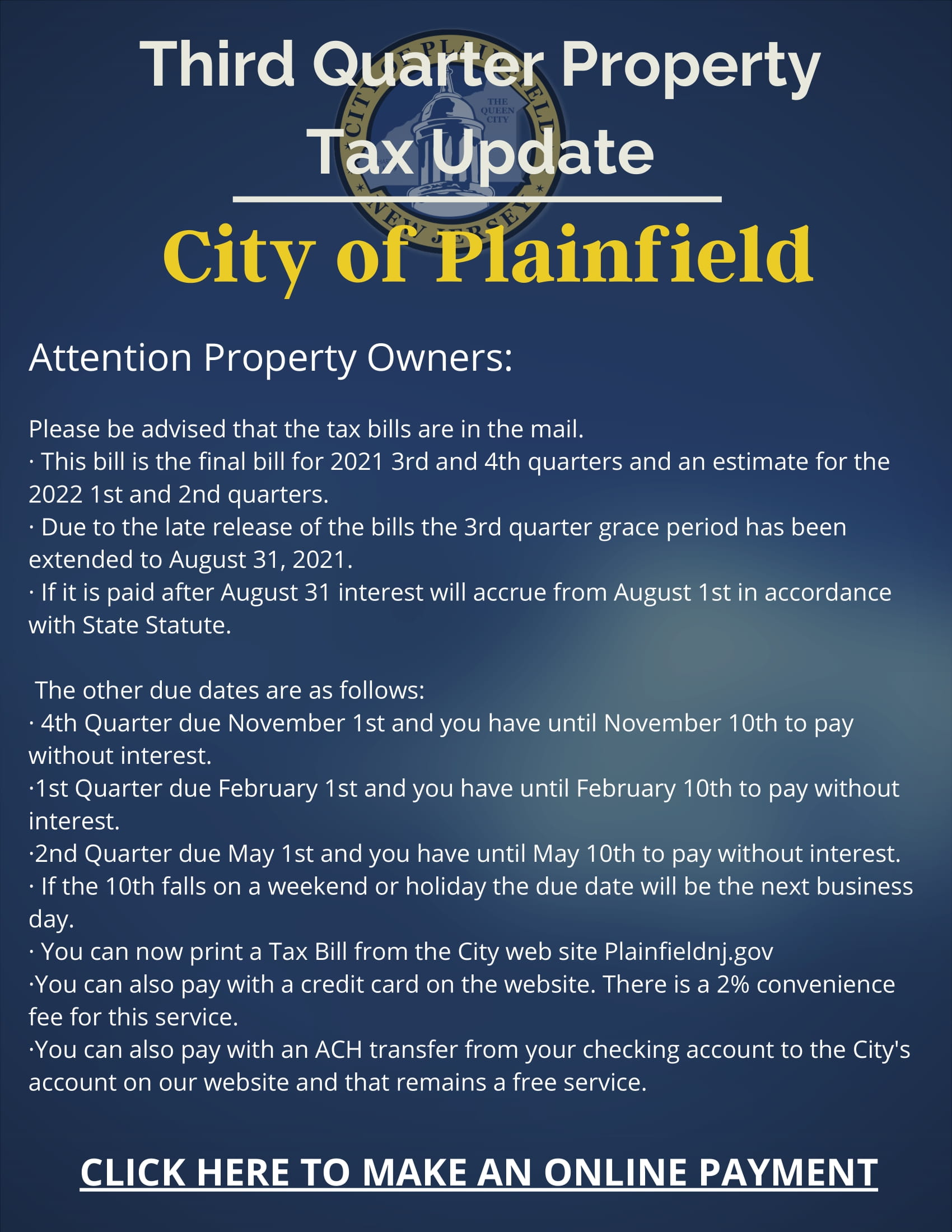 3rd Quarter Property Tax Update 2021 Flyer